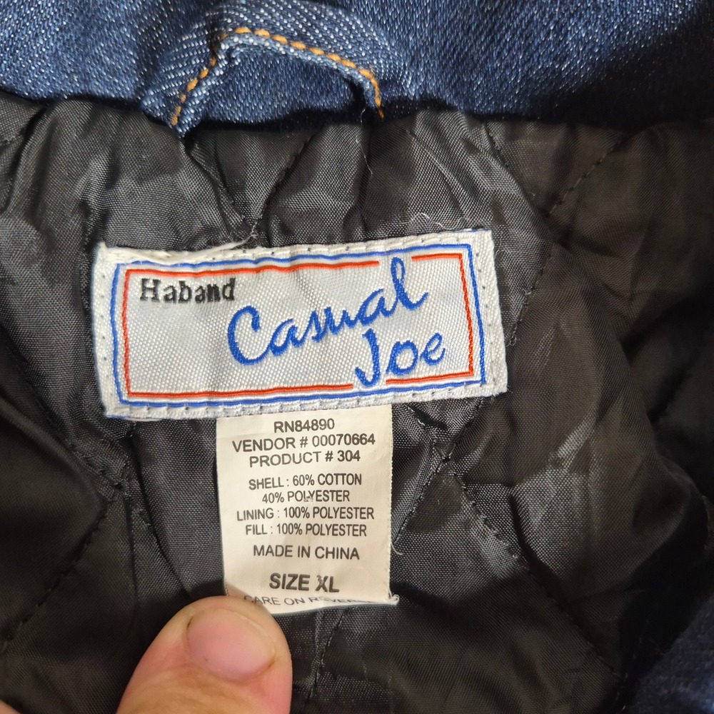Haband Casual Joe Chore Coat Mens XL Blue Denim Quilted Lined Jacket - Picture 3 of 9